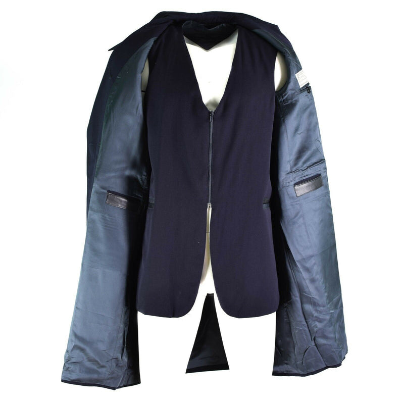 Véritable manteau de marine de l'armée italienne noir long officier police italienne laine rayonne NEUF