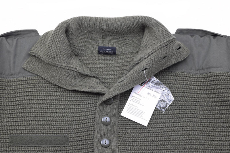 Pull de marque Mil-Tec style armée autrichienne pull alpin en tricot pour homme en laine OD olive