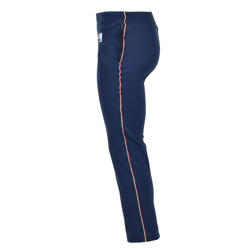 Pantalon de sport militaire italien authentique avec logo Esercito et poignets à glissière aux chevilles, bleu