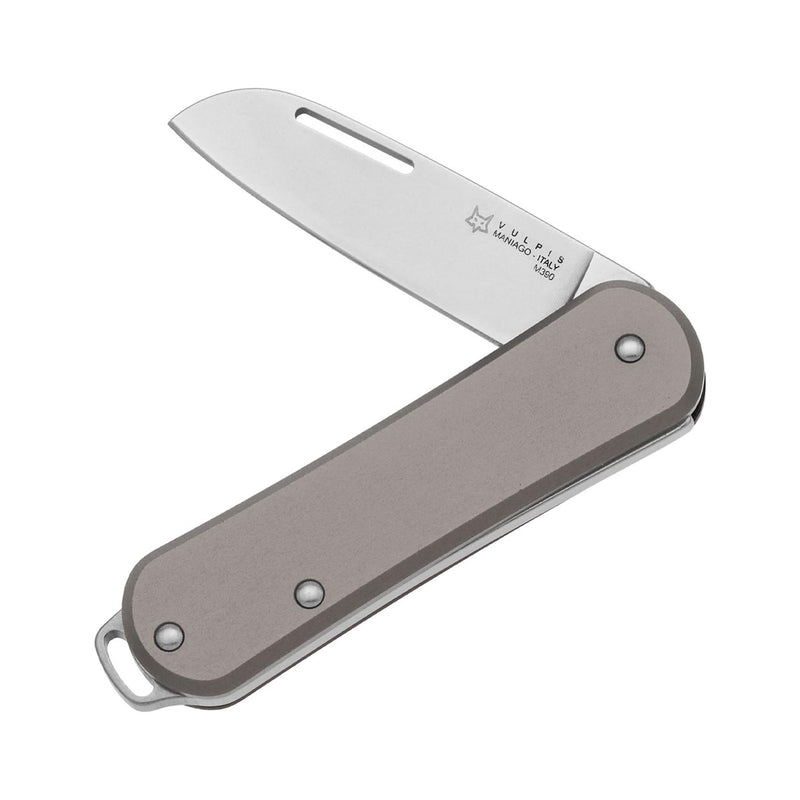 Couteau de poche pliant Fox Knives VULPIS Drop Point en acier inoxydable M390 Gris