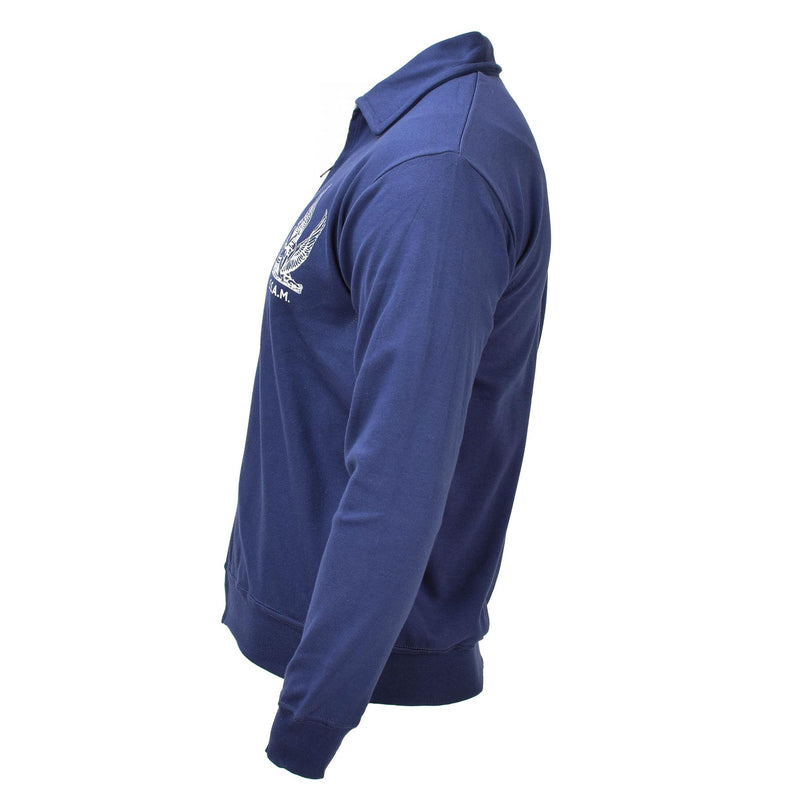 Veste de sport militaire bleue originale de l'armée de l'air italienne entièrement zippée, vêtement de sport NEUF