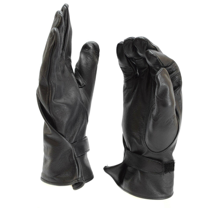 Véritables gants de l'armée française en cuir noir, surplus de France, NEUF