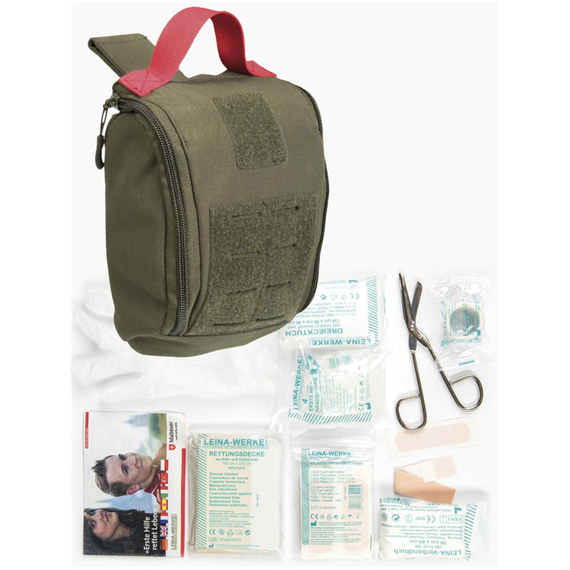 Trousse de premiers secours tactique Mil-Tec Pochette médicale de type taupe olive Pochette IFAK 25 pièces