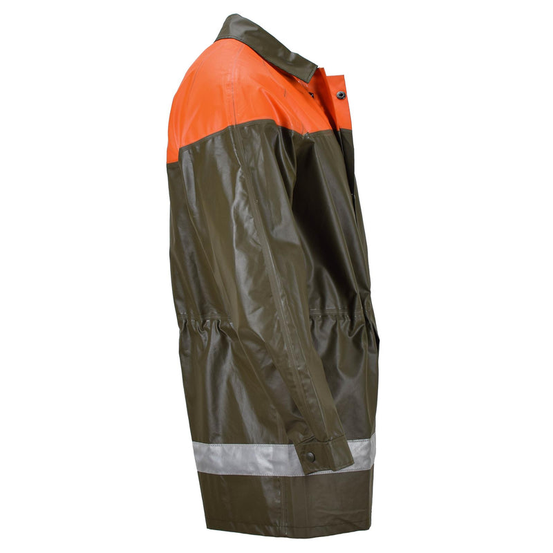 Veste de pluie originale de l'armée suisse olive protection civile imperméable manteau long NEUF