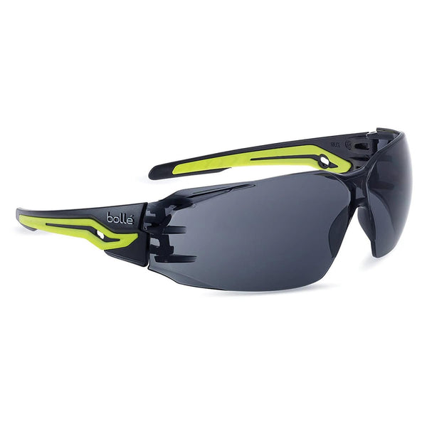 Lunettes de sécurité tactiques Bolle SILEX+ Monture noire et jaune Verres fumés Protection UV