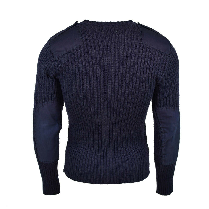 Pull bleu marine original de l'armée britannique Pull Commando Jumper Pull col rond Laine