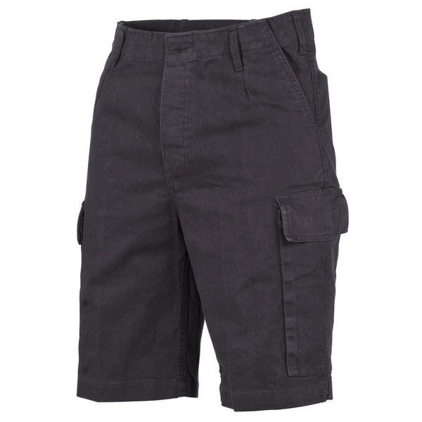 Short de style militaire allemand de marque MFH bermuda noir en coton ripstop robuste NEUF