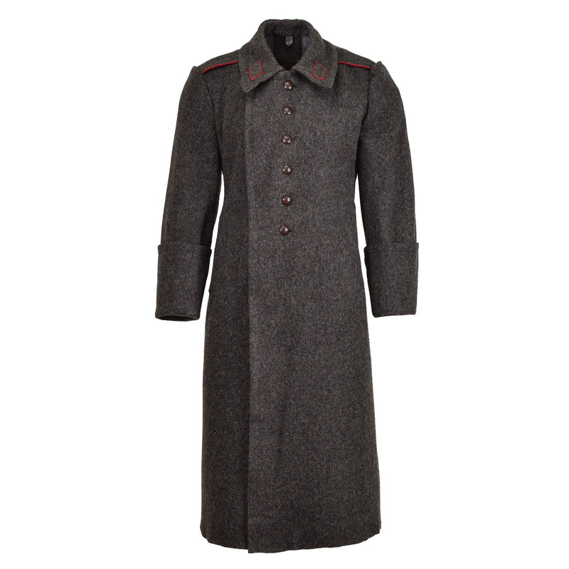 Manteau long en laine militaire bulgare d'origine, manteau d'hiver vintage formel gris