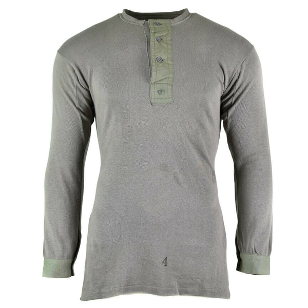 Chemise grise authentique de l'armée suédoise de la Seconde Guerre mondiale, sous-vêtement militaire de surplus pour temps froid