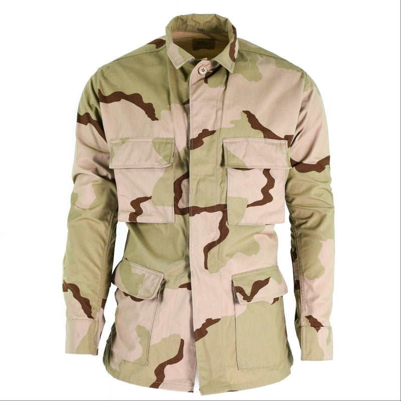 Véritable veste de combat de l'armée américaine BDU 3 couleurs ripstop chemise camouflage désert militaire NEUF