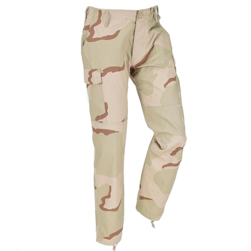 Pantalon cargo style armée américaine de marque Mil-Tec, motif camouflage désert 3 couleurs BDU