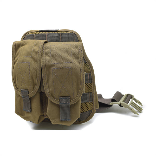 Plateforme de jambe tombante militaire néerlandaise originale en nylon coyote molle 2 pochettes pour chargeurs