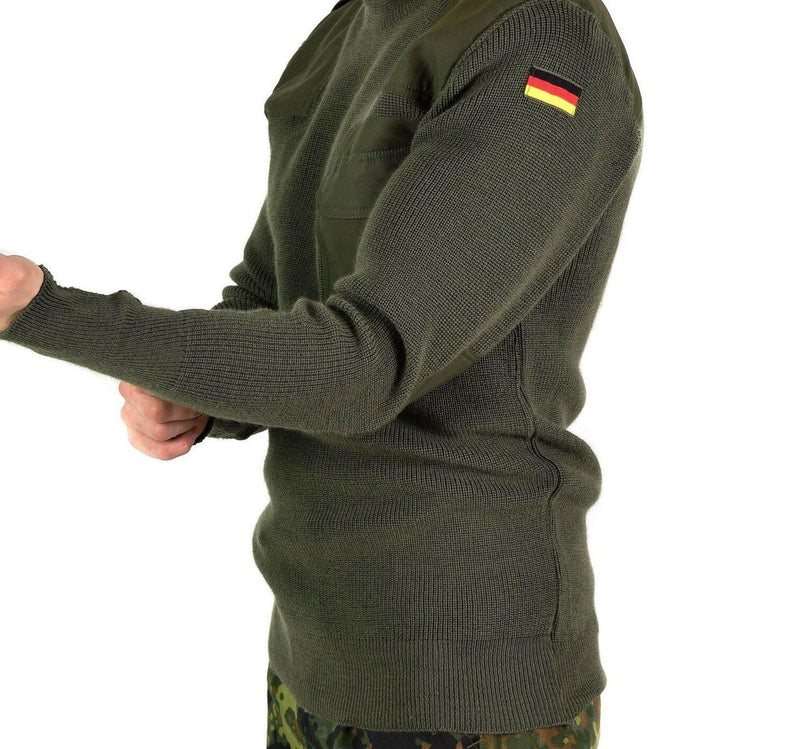 Véritable pull de l'armée allemande Commando Jumper Vert Olive Pull Laine NEUF