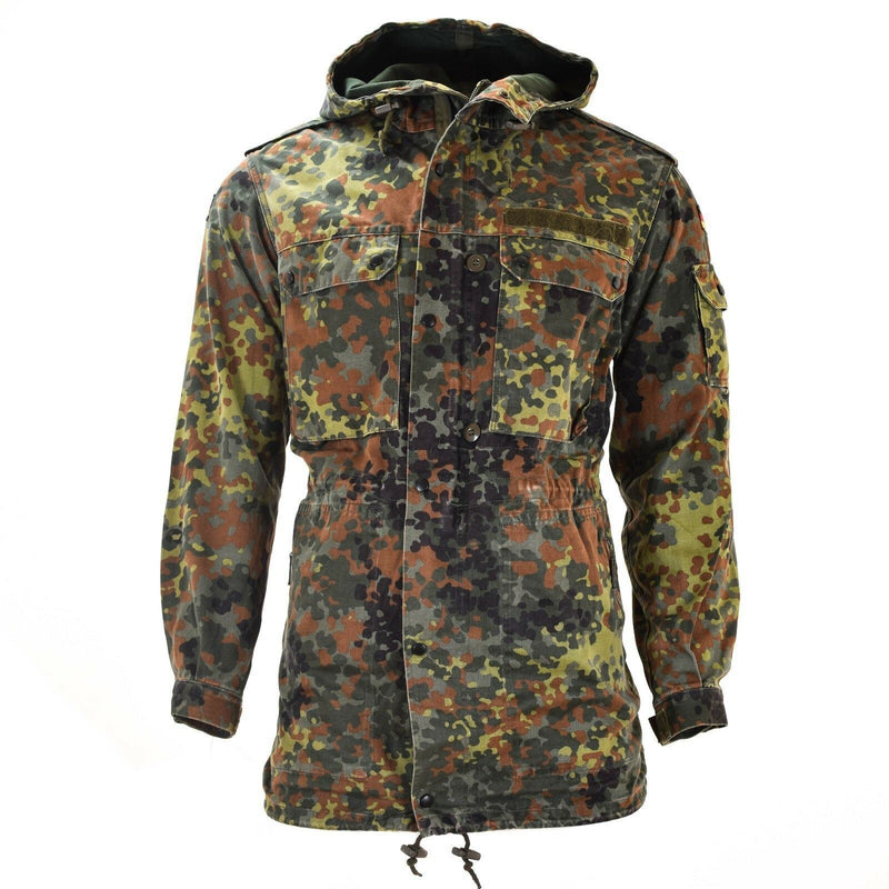 Veste de combat originale de l'armée allemande parka militaire à capuche Flecktarn combat 