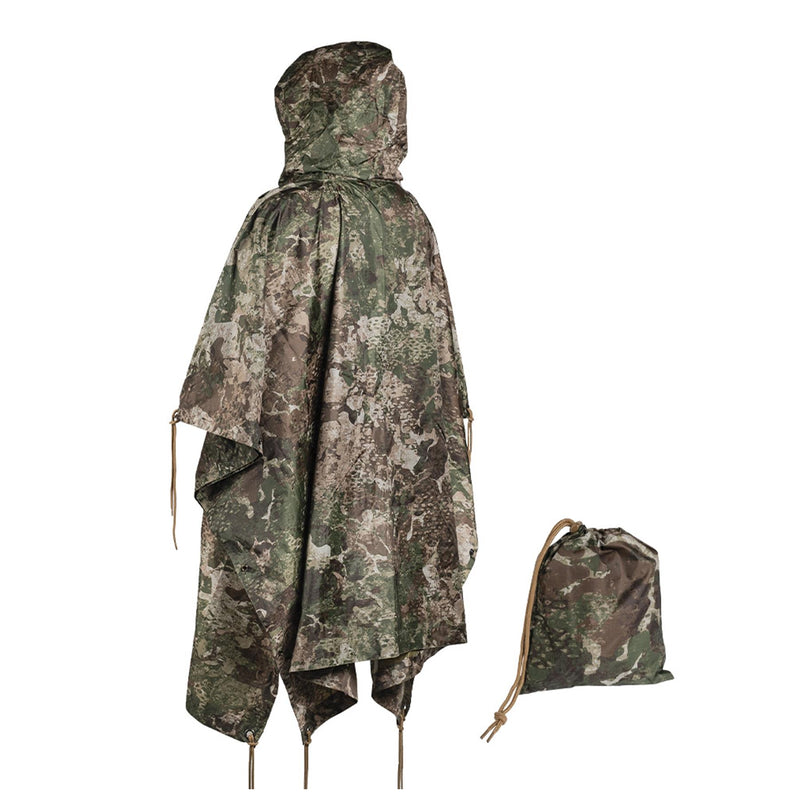 Tente légère imperméable à capuche enduite de PVC avec poncho camouflage MIL-TEC