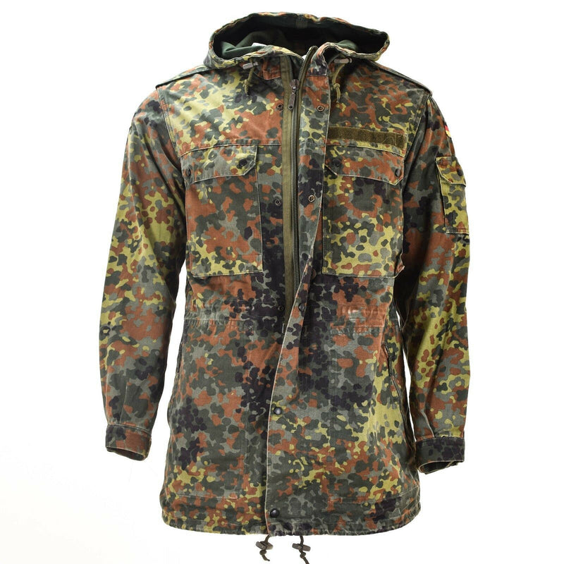 Veste de combat originale de l'armée allemande parka militaire à capuche Flecktarn combat 