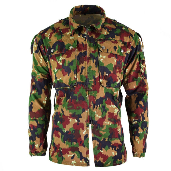 Veste de combat originale de l'armée suisse M83 Alpenflage Camo Jacket Shirt zippée