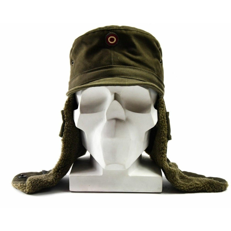 Véritable casquette militaire d'hiver de l'armée autrichienne avec insigne OD Olive