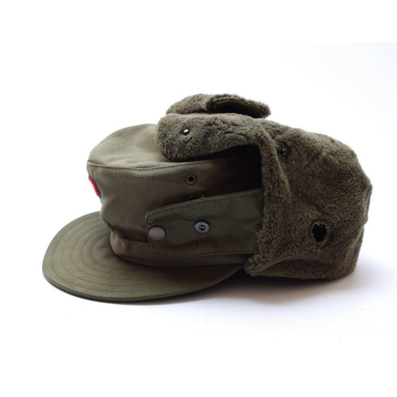 Véritable casquette militaire d'hiver de l'armée autrichienne avec insigne OD Olive