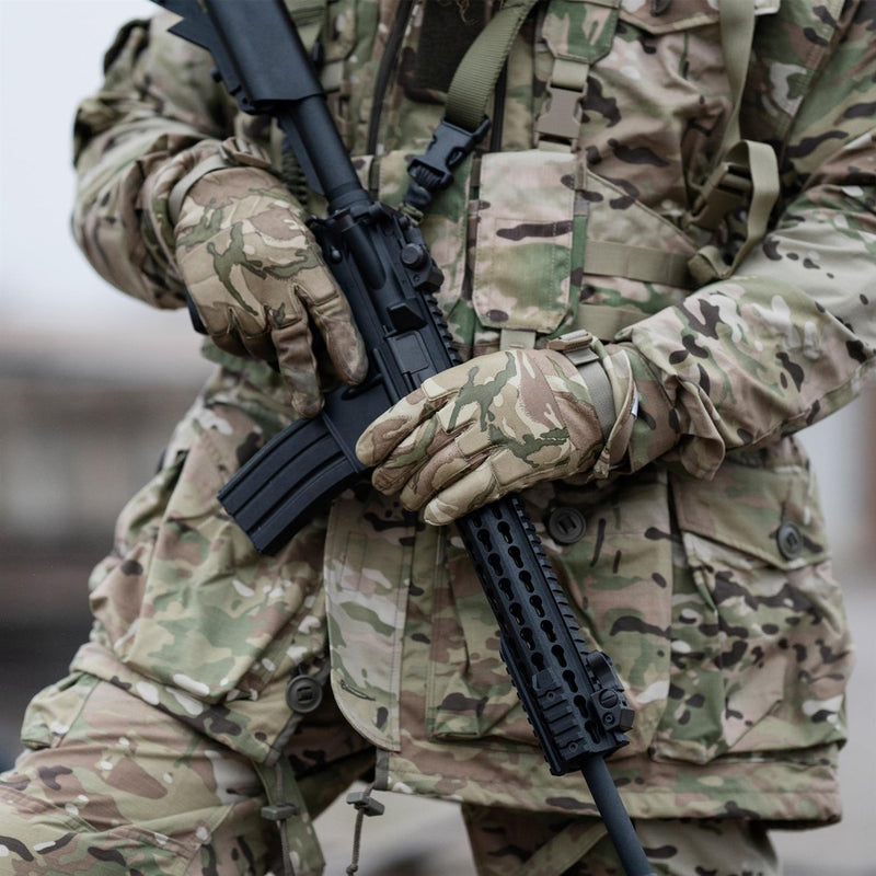 Gants tactiques militaires britanniques en cuir véritable, protection légère des mains MTP