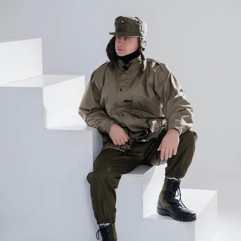 Véritable parka de l'armée néerlandaise avec doublure OD manteau vert veste d'officier pour homme Kaki NEUF