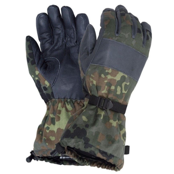 Véritables gants de combat chauds d'hiver de l'armée allemande flecktarn camouflage doublés militaire