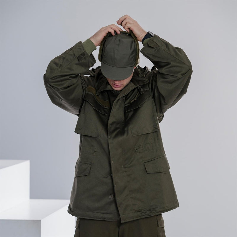 Véritable casquette militaire d'hiver de l'armée allemande, chapeau OD vert olive, chaud et froid