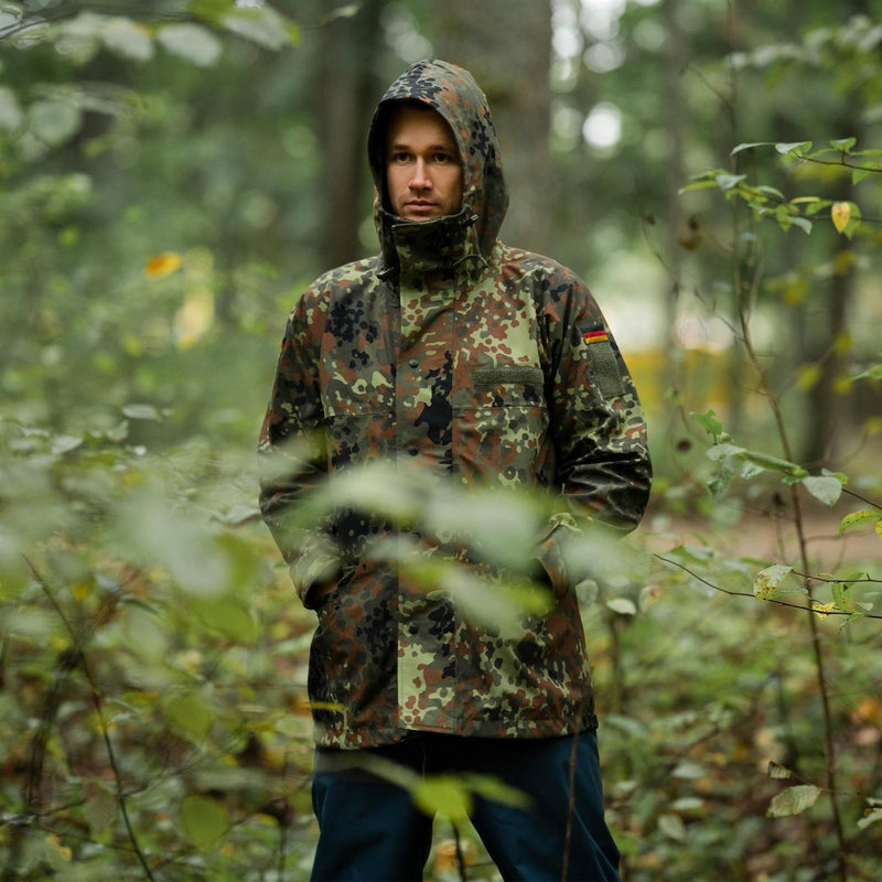 Veste de campagne de l'armée allemande de marque Mil-Tec GoreTex Flecktarn camouflage imperméable à l'eau