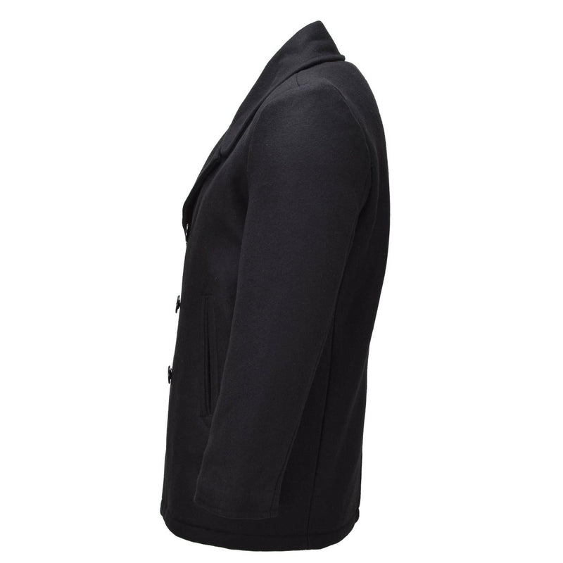 Manteau croisé en laine mélangée pour homme MIL-TEC de style bleu marine, noir