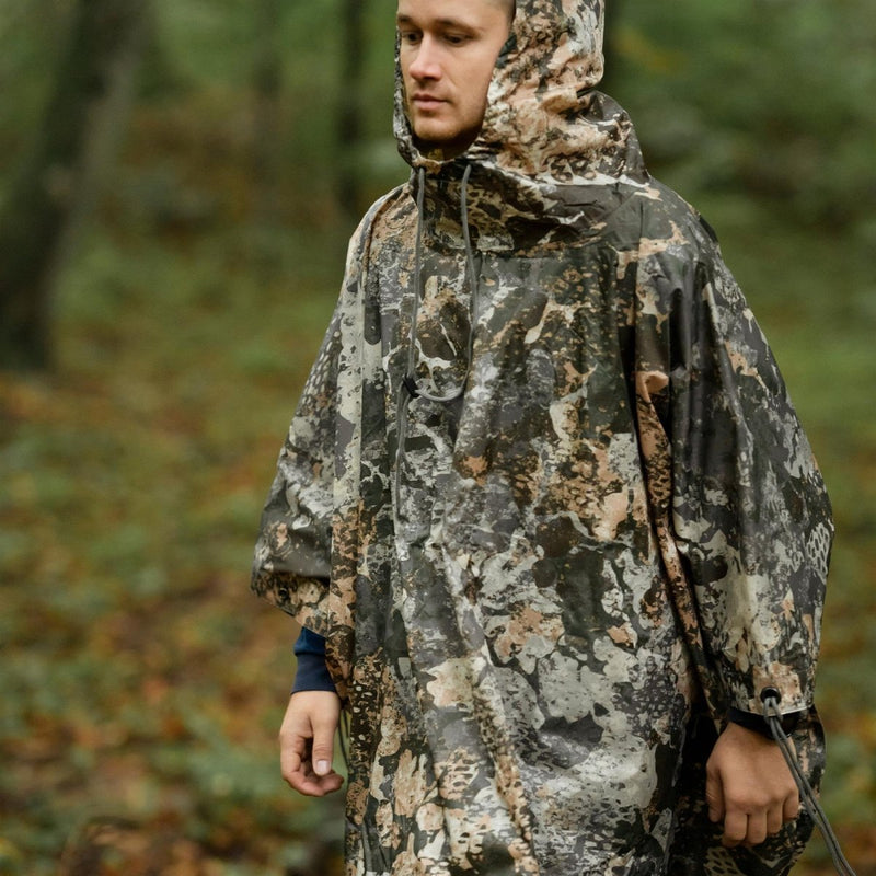 Tente légère imperméable à capuche enduite de PVC avec poncho camouflage MIL-TEC