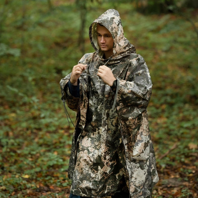 Tente légère imperméable à capuche enduite de PVC avec poncho camouflage MIL-TEC