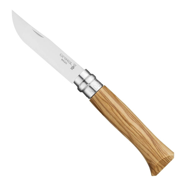 Opinel n ° 08 couteau pliant sandvik 12c27 lame à lame ordinaire en inoxydable poignée en bois d'olive