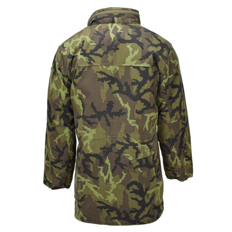 Veste de style parka militaire tchèque originale avec doublure en fausse fourrure camouflage M95