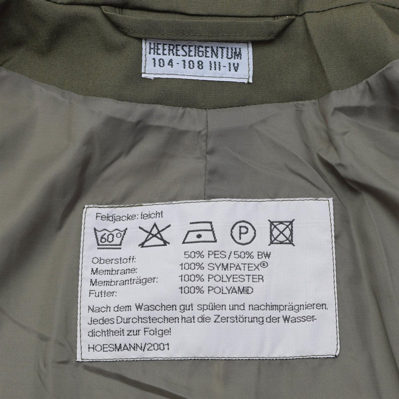 Veste de combat originale autrichienne militaire M65 avec membrane Sympatex imperméable Olive