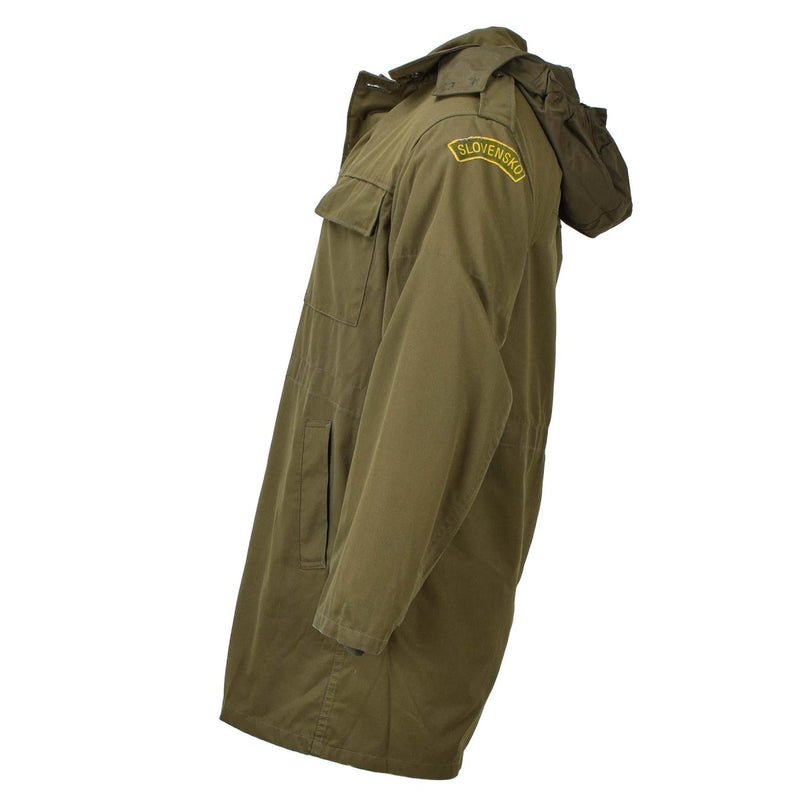 Veste militaire tchèque d'origine parka M85 avec doublure à capuche et ourlet long armée Olive