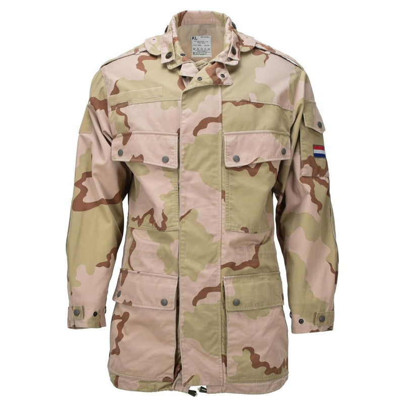 Manteau de campagne militaire néerlandais d'origine, poignets réglables, ourlet, camouflage désert