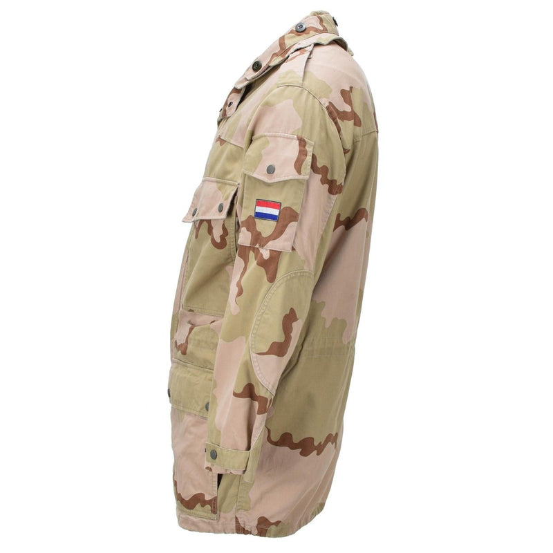 Manteau de campagne militaire néerlandais d'origine, poignets réglables, ourlet, camouflage désert