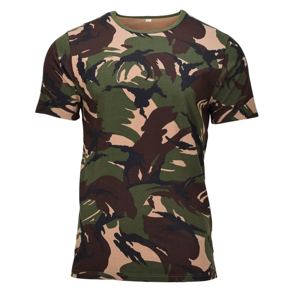 T-shirt militaire néerlandais original léger à manches courtes avec motif camouflage forestier