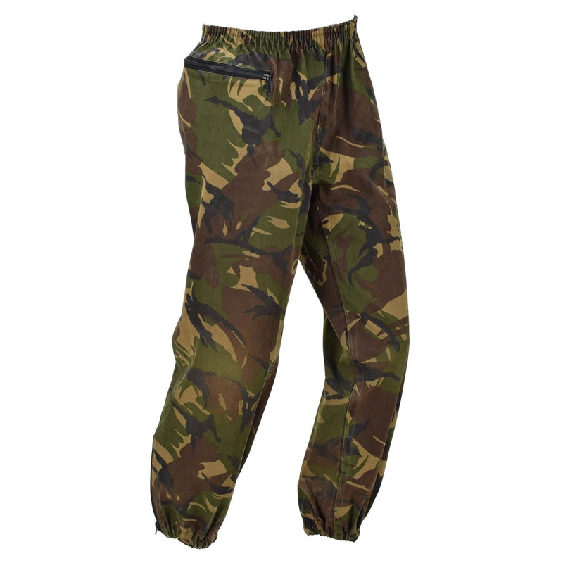 Pantalon imperméable militaire néerlandais d'origine taille élastique DPM Woodland Camo