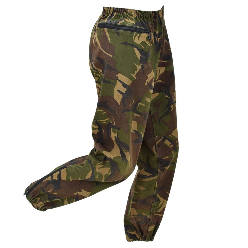 Pantalon imperméable militaire néerlandais d'origine taille élastique DPM Woodland Camo