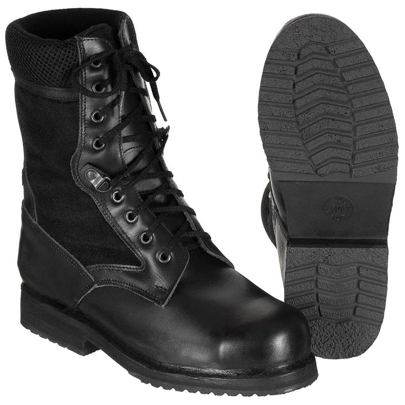 Bottes de combat militaires italiennes originales en cuir léger semi-saisonnières noires