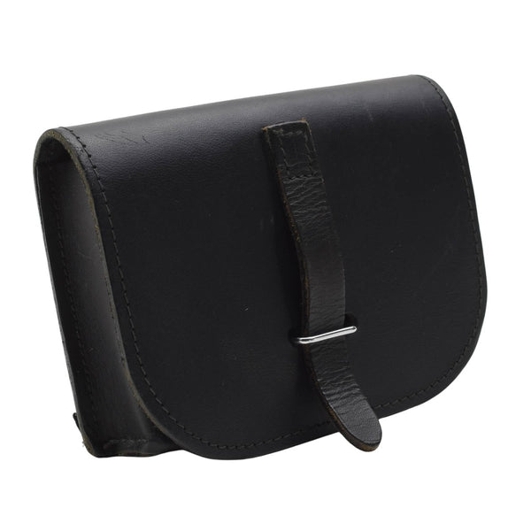 Pochette de chargeur militaire italienne originale petite taille en cuir avec boucles en métal noir