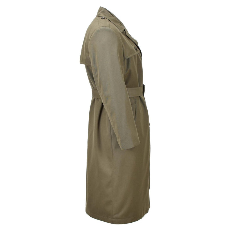 Trench-coat militaire italien original pour femme olive long avec doublure de ceinture armée NEUF