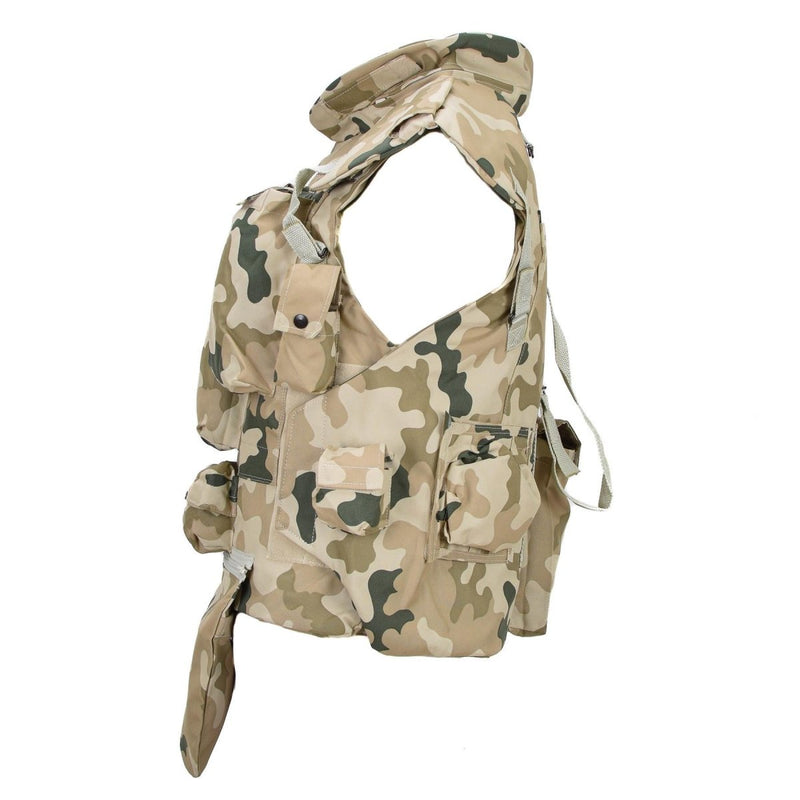 Gilet tactique militaire polonais d'origine, porte-plaques léger, camouflage désert