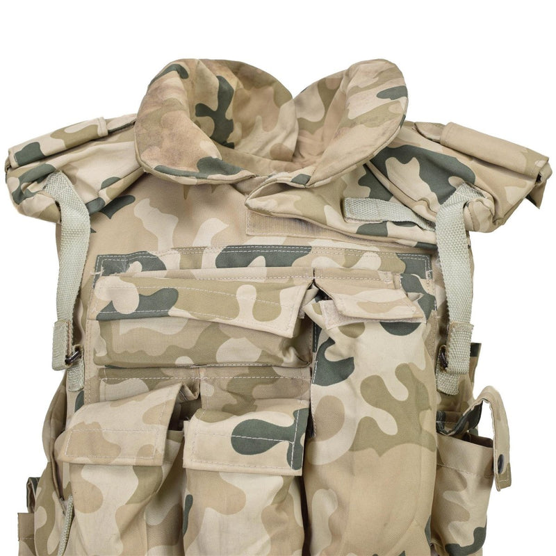 Gilet tactique militaire polonais d'origine, porte-plaques léger, camouflage désert