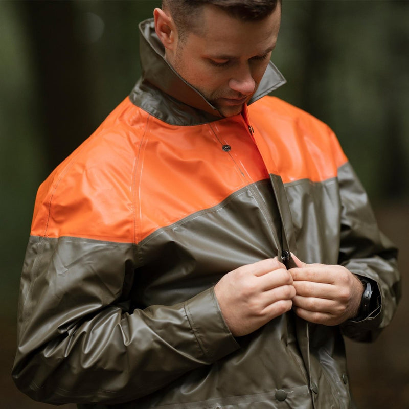 Veste de pluie originale de l'armée suisse olive protection civile imperméable manteau long NEUF