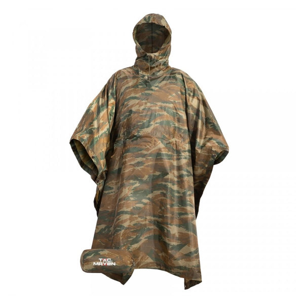 PENTAGON Poncho imperméable Ripstop Capuche réglable Pack de compression Lézard Camo