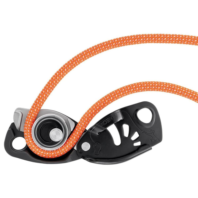 PETZL NEOX Dispositif d'assurage à freinage assisté pour escalade en moulinette Noir