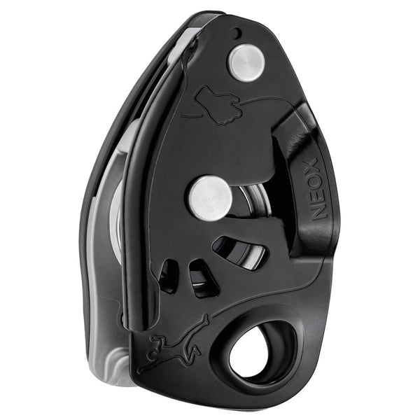 PETZL NEOX Dispositif d'assurage à freinage assisté pour escalade en moulinette Noir