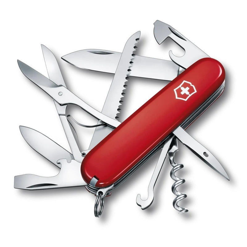 Couteau multifonction Victorinox Huntsman 12 fonctions en acier inoxydable avec manche rouge